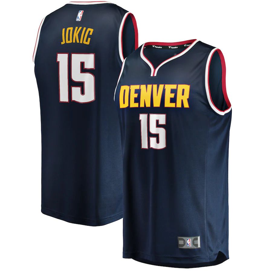 Men Denver Nuggets #15 Nikola Jokic Fanatics Branded Navy Fast Break Player NBA Jersey